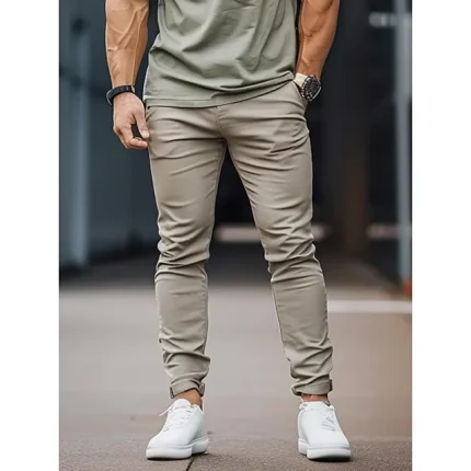 Men's Trousers Chinos Chino Pants Pocket Solid Color Comfort Soft Full Length Formal Daily Fashion Streetwear Light Khaki Black Micro-elastic