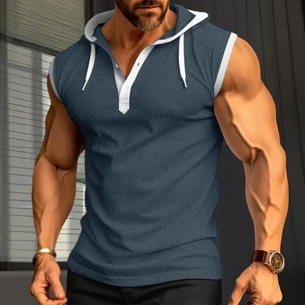 Men's Tank Top Waffle Shirt Undershirt Sleeveless Shirt Plain Hooded Outdoor Going out Sleeveless Clothing Apparel Fashion Designer Muscle