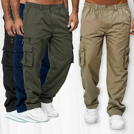 Men's Cargo Pants Cargo Trousers Zipper Pocket Solid Color Breathable Quick Dry Daily Streetwear Classic Formal Denim Blue Deep card