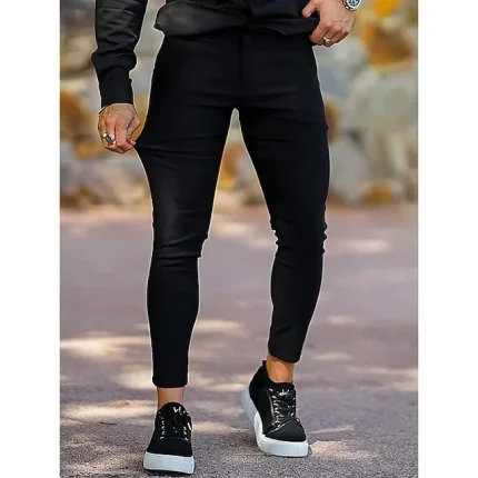 Men's Trousers Chinos Chino Pants Pocket Plain Comfort Breathable Outdoor Daily Going out 100% Cotton Fashion Streetwear Black White