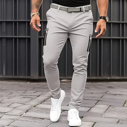 Men's Trousers Chinos Summer Pants Casual Pants Zipper Plain Comfort Breathable Casual Daily Holiday Cotton Blend Fashion Basic Black Khaki