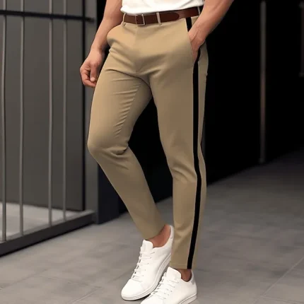 Men's Trousers Chinos Summer Pants Casual Pants Front Pocket Color Block Comfort Breathable Casual Daily Holiday Fashion Basic Brown Dark Gray Stretchy