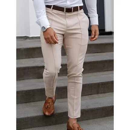 Men's Trousers Chinos Chino Pants Pocket Plain Comfort Breathable Outdoor Daily Going out Fashion Casual Black Red