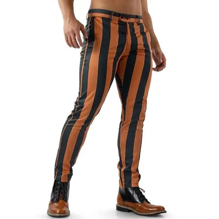 Men's Trousers Chinos Chino Pants Pocket Stripe Comfort Breathable Outdoor Daily Going out Cotton Blend Fashion Casual Orange Green
