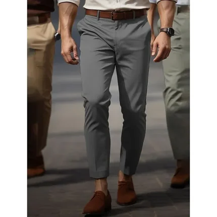 Men's Trousers Chinos Chino Pants Pocket Plain Comfort Breathable Outdoor Daily Going out Cotton Blend Fashion Casual Black White