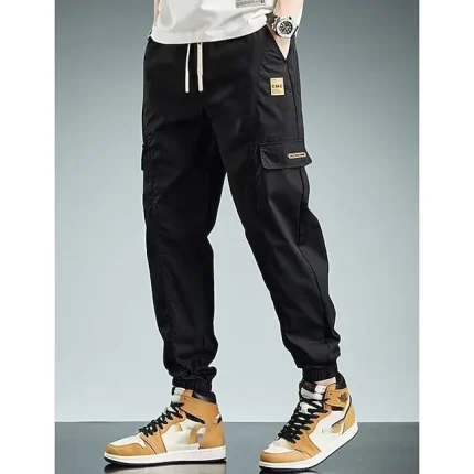 Men's Cargo Pants Cargo Trousers Techwear Pocket Drawstring Elastic Waist Plain Comfort Breathable Outdoor Daily Going out Cotton Blend Fashion Casual Black Army Green